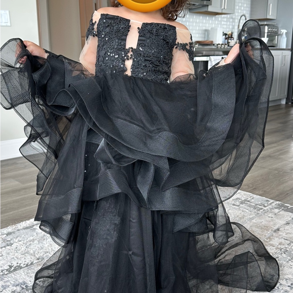 Elegant Black Kids Formal Dress, Costume, Halloween